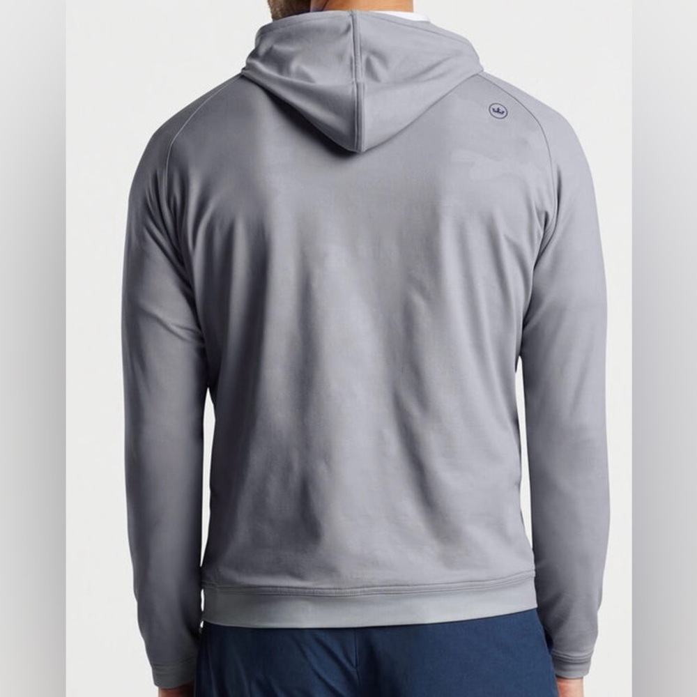 Peter Millar Gale Gray Pine Logo Camo Performance Hoodie MS24EK45A Golf - Picture 5 of 6